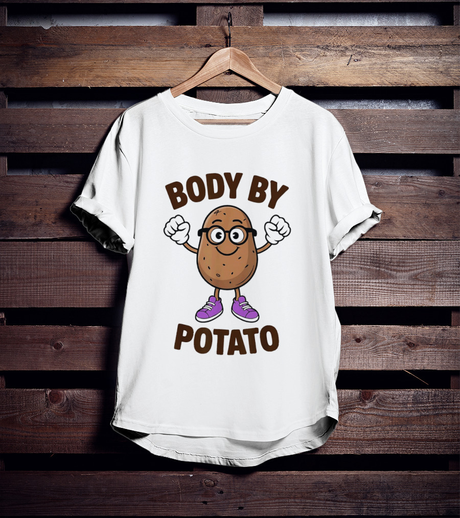 Body By Potato Cartoon Potato With Glasses And Sneakers T-Shirt