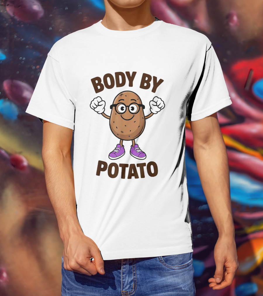 Body By Potato Cartoon Potato With Glasses And Sneakers T-Shirt