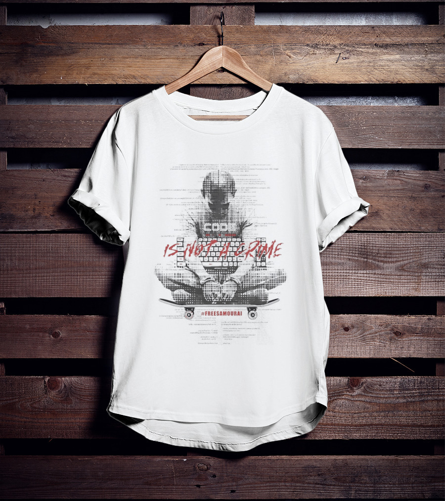 Coder Figure With Binary Text Code Is Not A Crime T-Shirt