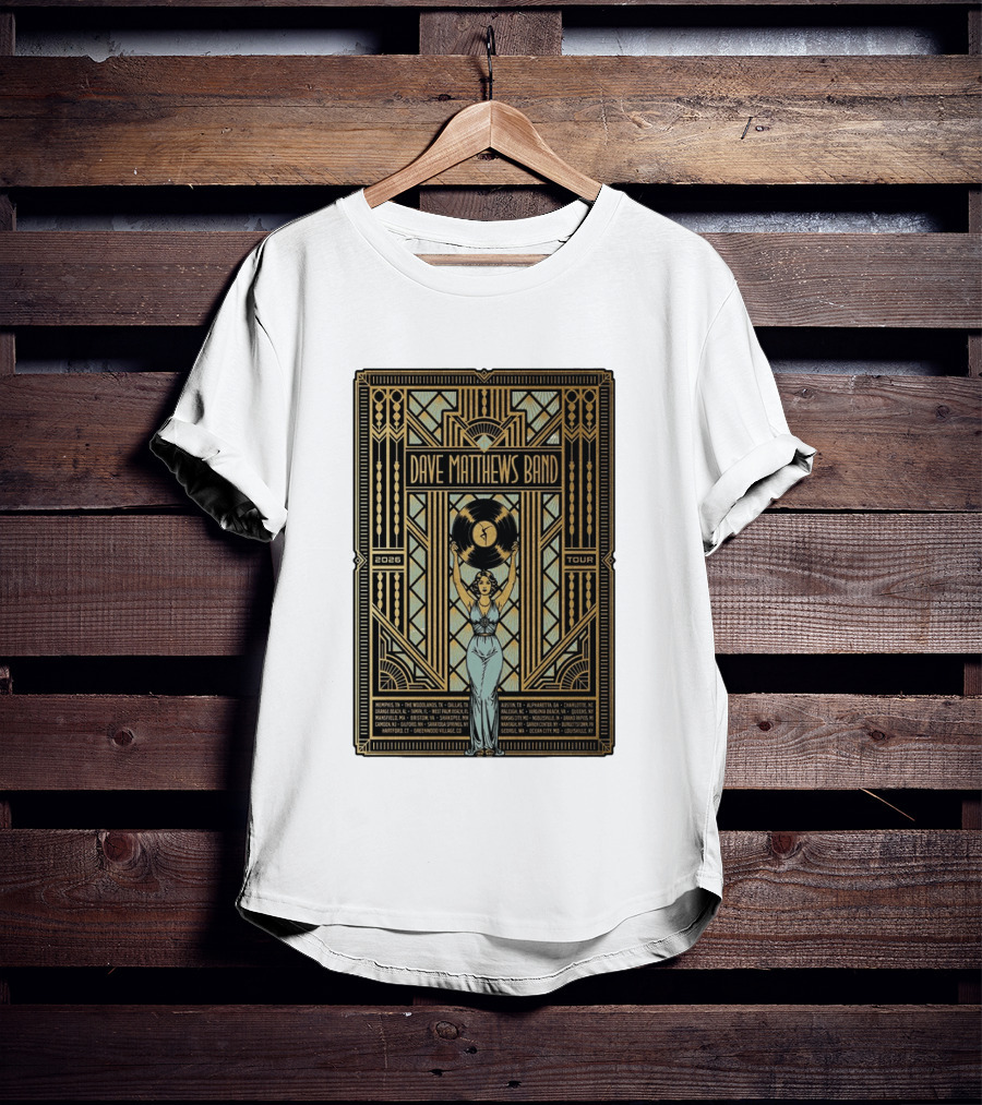 Dave Matthews Band 2026 Fall Tour Art Deco Concert Dates And Cities T-Shirt