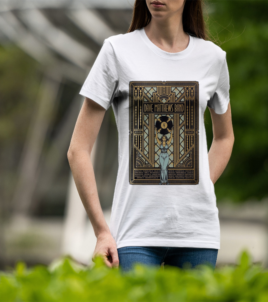 Dave Matthews Band 2026 Fall Tour Art Deco Concert Dates And Cities T-Shirt