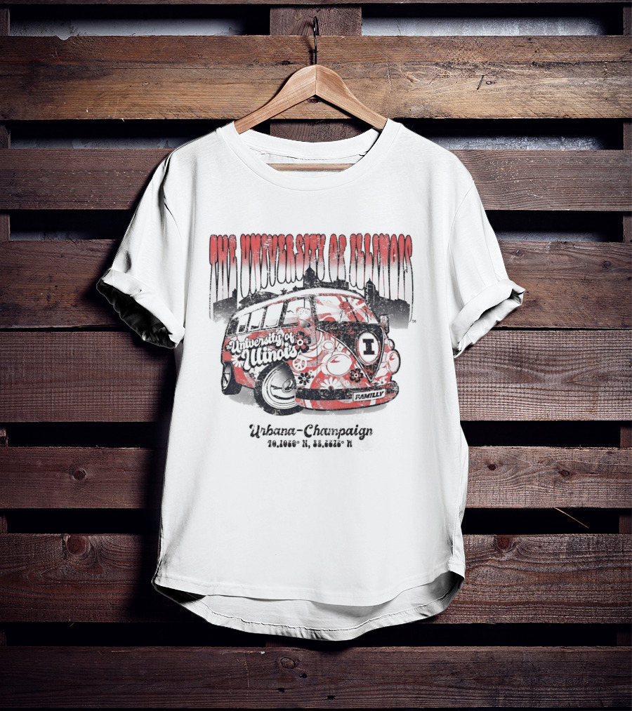 The University Of Illinois Urbana Champaign Fighting Illini Retro Bus T-Shirt
