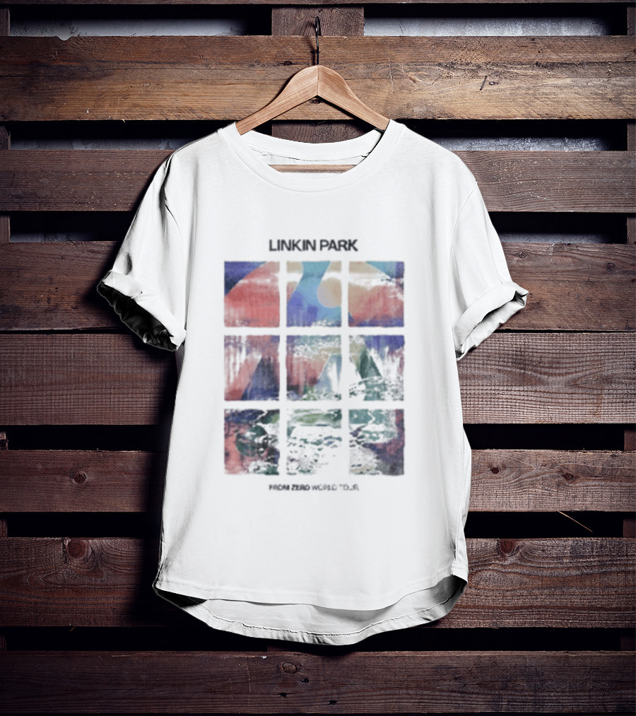 Linkin Park Fz World Tour Australia 2026 Colorful Abstract Squares T-Shirt