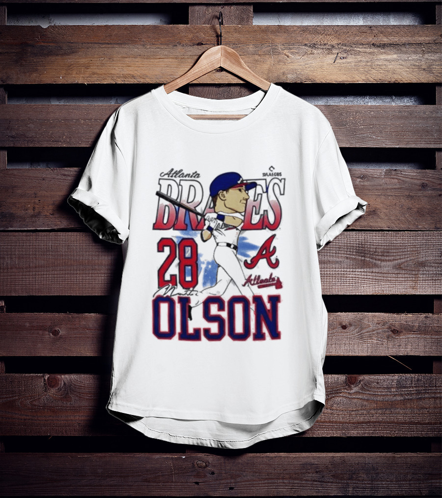 Atlanta Braves 28 Olson Caricature T-Shirt