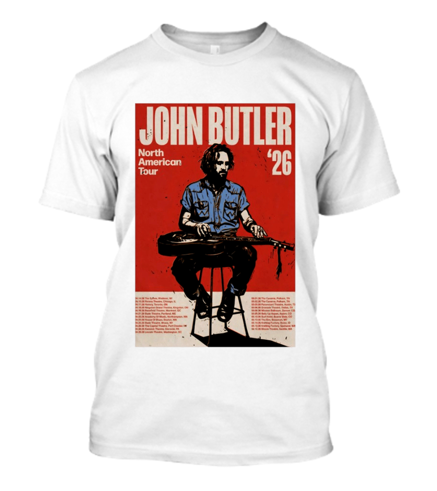 John Butler North American Tour 2026 Shows T-Shirt