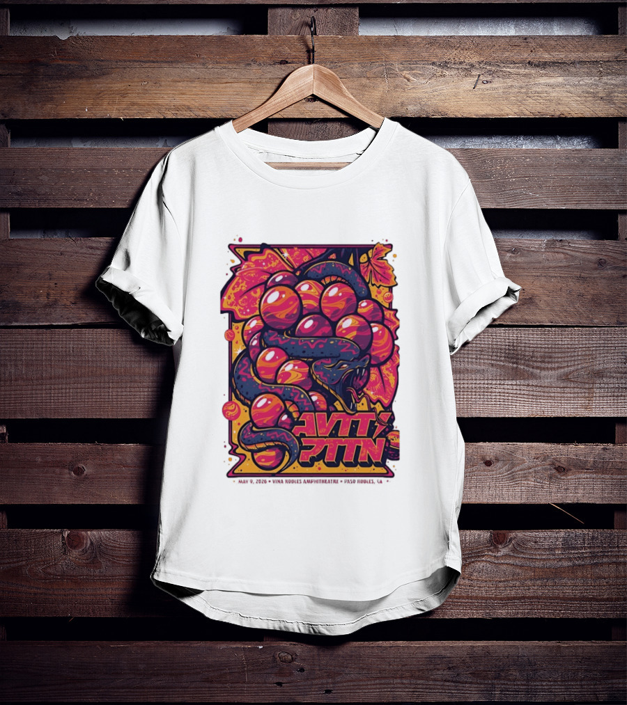 Avett Brothers Paso Robles CA 2026 May 9 Tour Snake Grapes T-Shirt