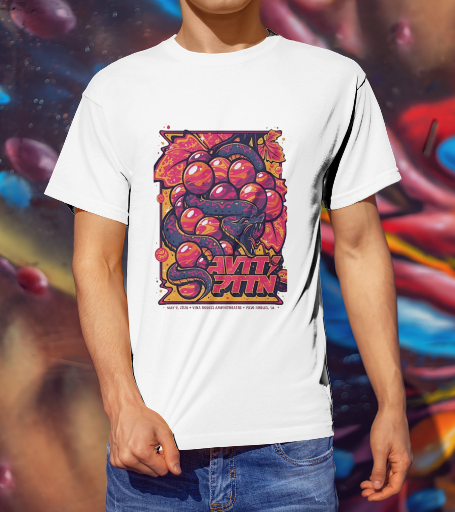 Avett Brothers Paso Robles CA 2026 May 9 Tour Snake Grapes T-Shirt