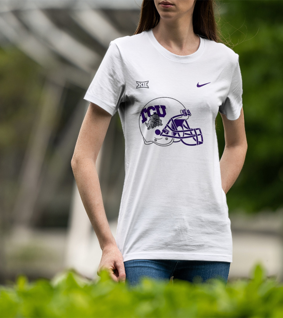 TCU Horned Frogs Football Helmet Nike Big 12 Conference T-Shirt