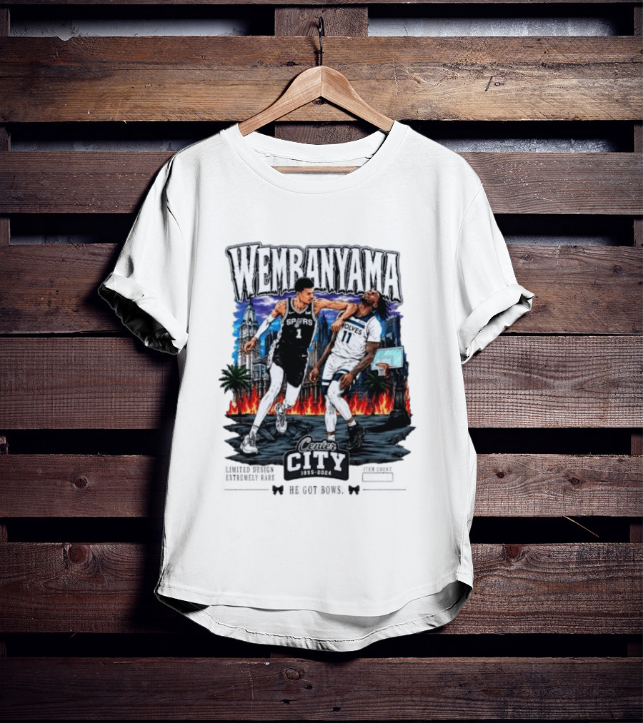 Wembanyama Spurs Center City 1995 2024 Basketball Matchup T-Shirt