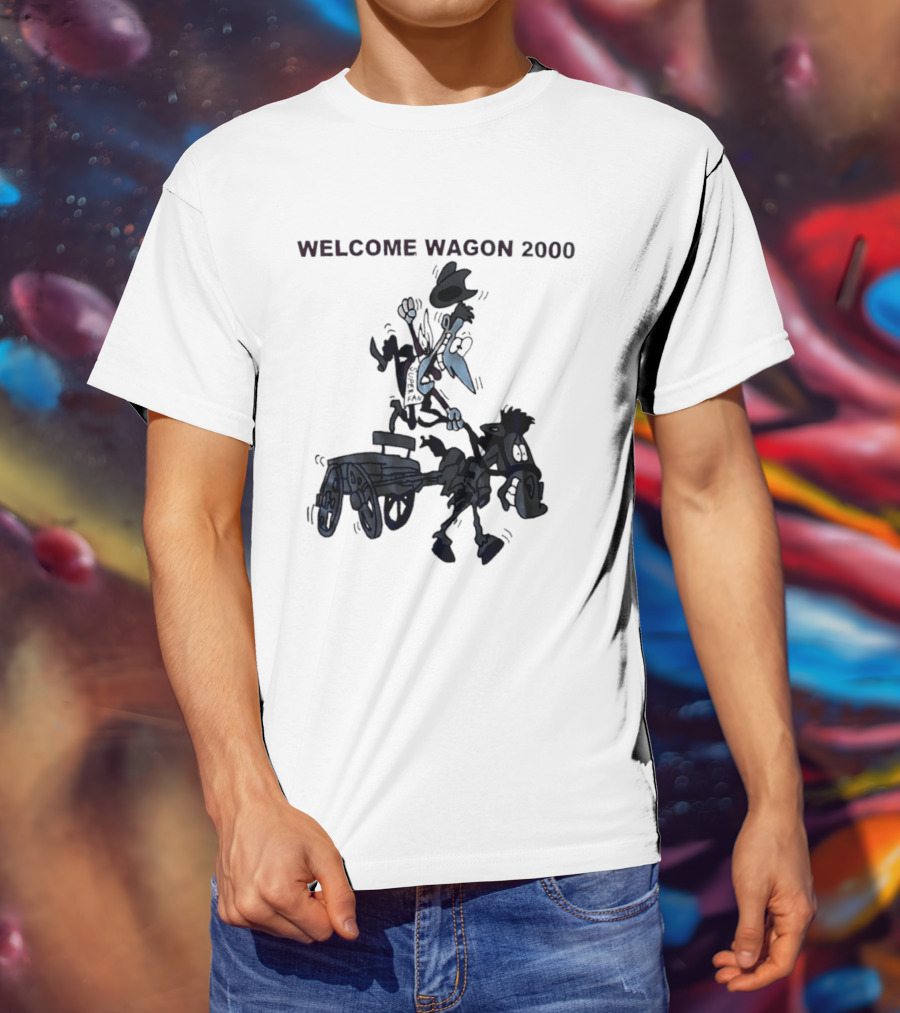 Welcome Wagon 2000 Cartoon Cowboy On A Horse T-Shirt