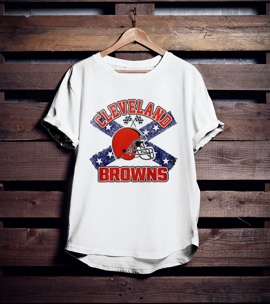 Cleveland Browns Helmet Dukes Of Hazzard Flag T-Shirt