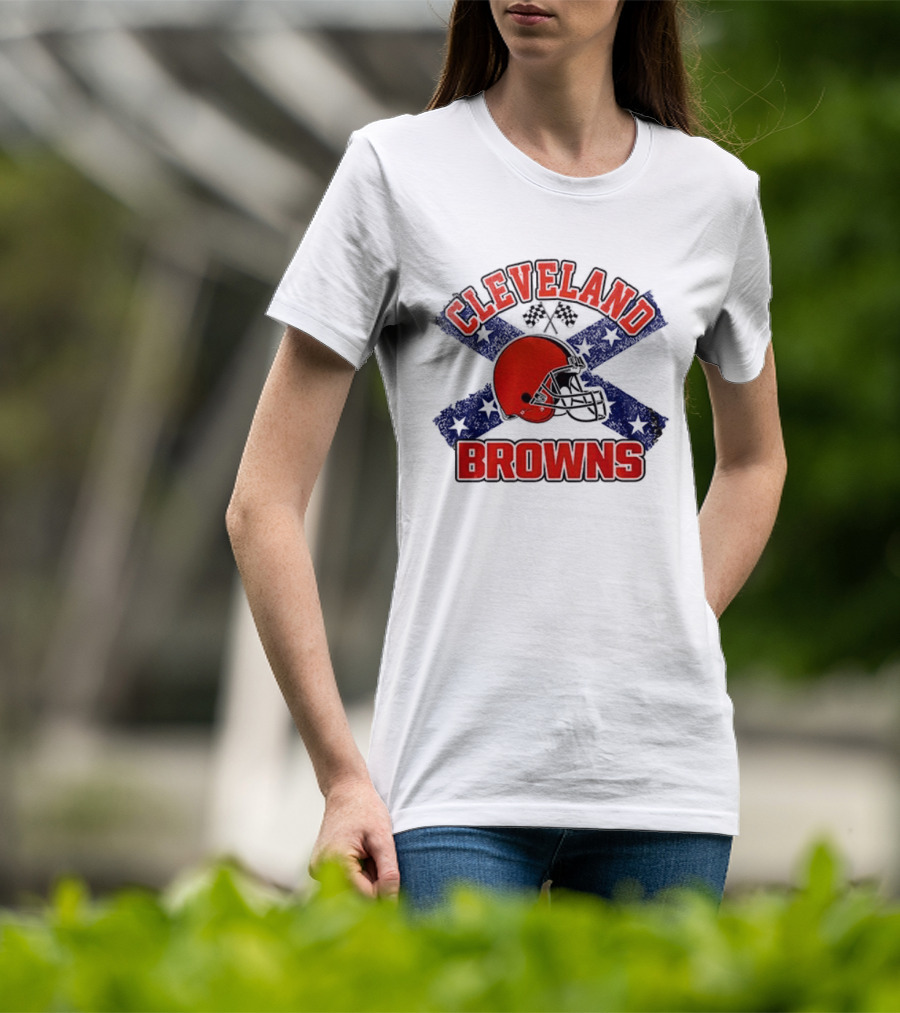Cleveland Browns Helmet Dukes Of Hazzard Flag T-Shirt