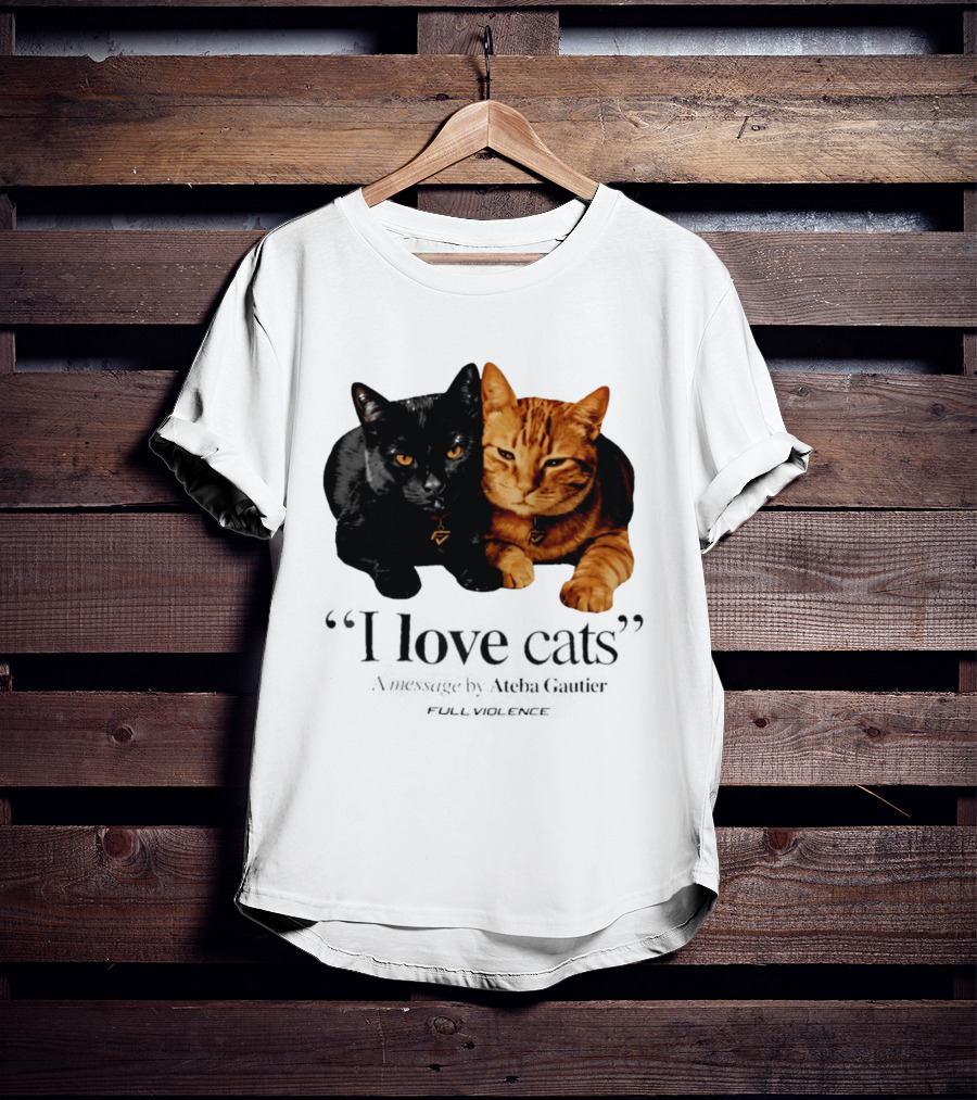 I Love Cats Ateba Gautier Full Violence Black And Ginger Cat Duo T-Shirt