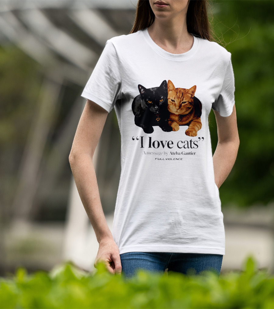 I Love Cats Ateba Gautier Full Violence Black And Ginger Cat Duo T-Shirt