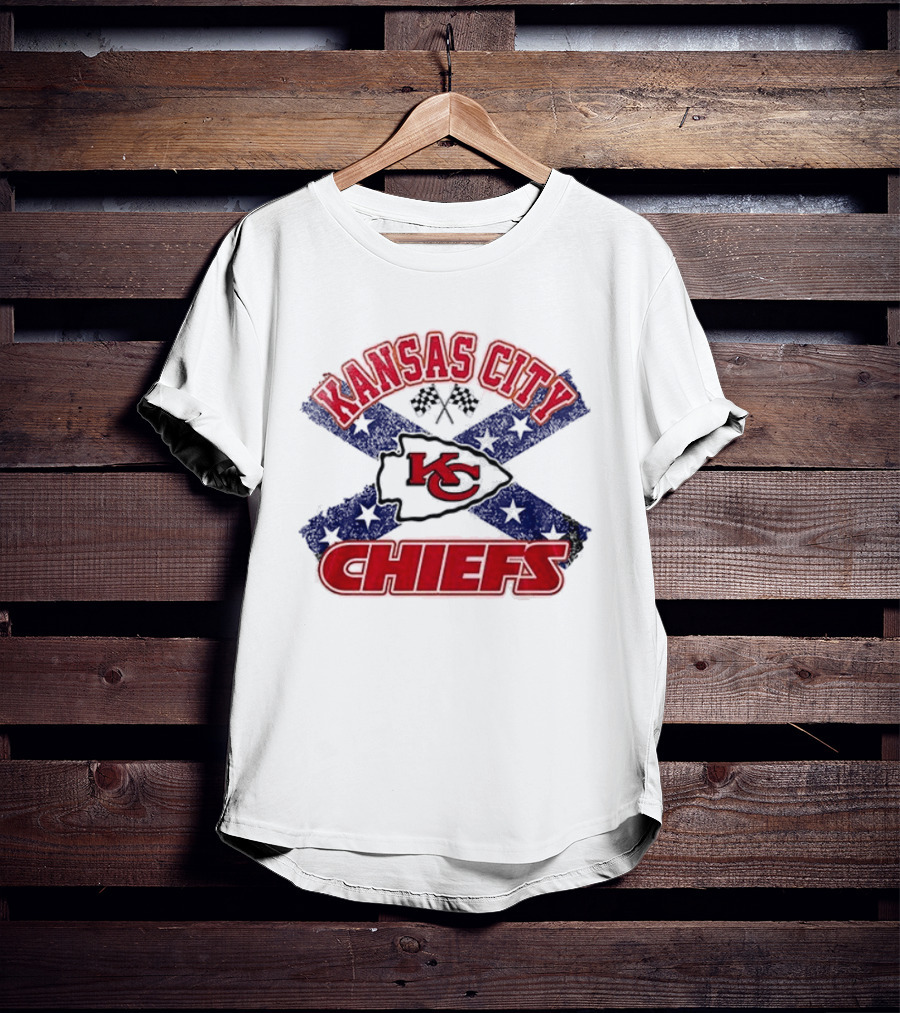 Kansas City Chiefs KC Red Logo Stars And Bars Caricature T-Shirt