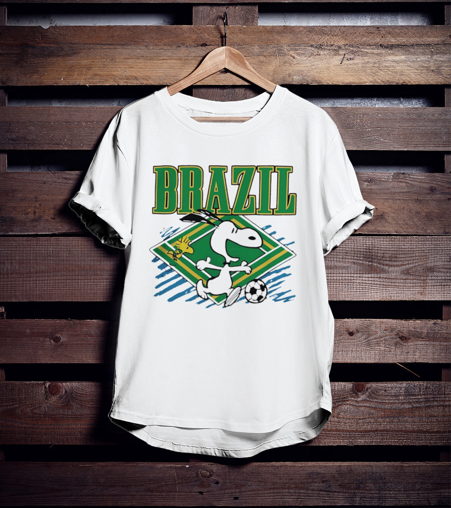 Brazil Soccer Snoopy Woodstock Peanuts Characters Football T-Shirt