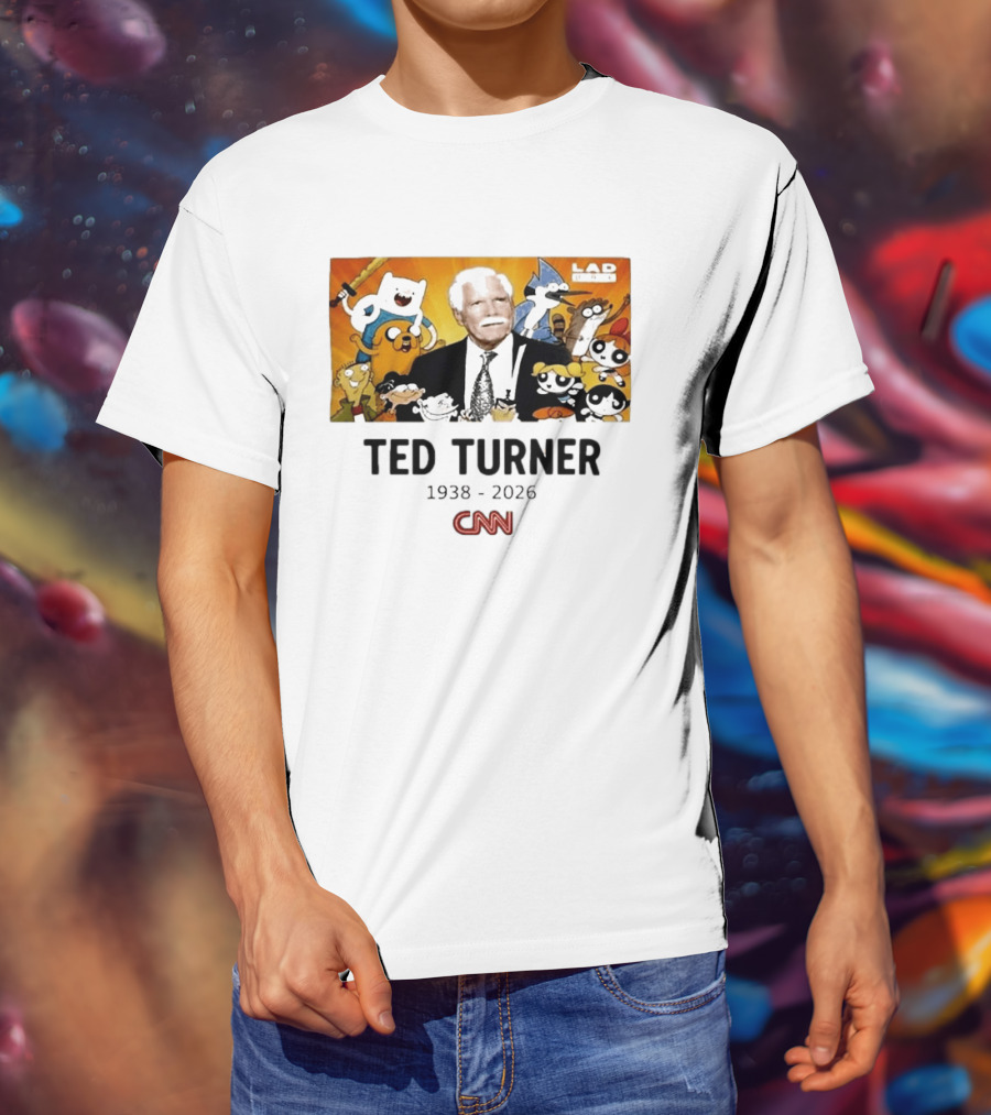 Ted Turner 1938 2026 Cartoon Network Characters CNN Meme T-Shirt