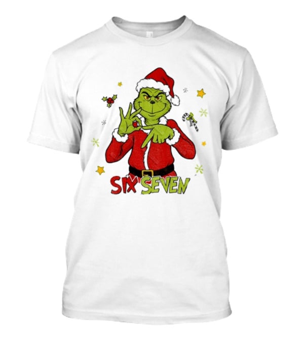 Grinch Santa Six Seven 6 7 Meme Christmas Stars Candy Cane T-Shirt