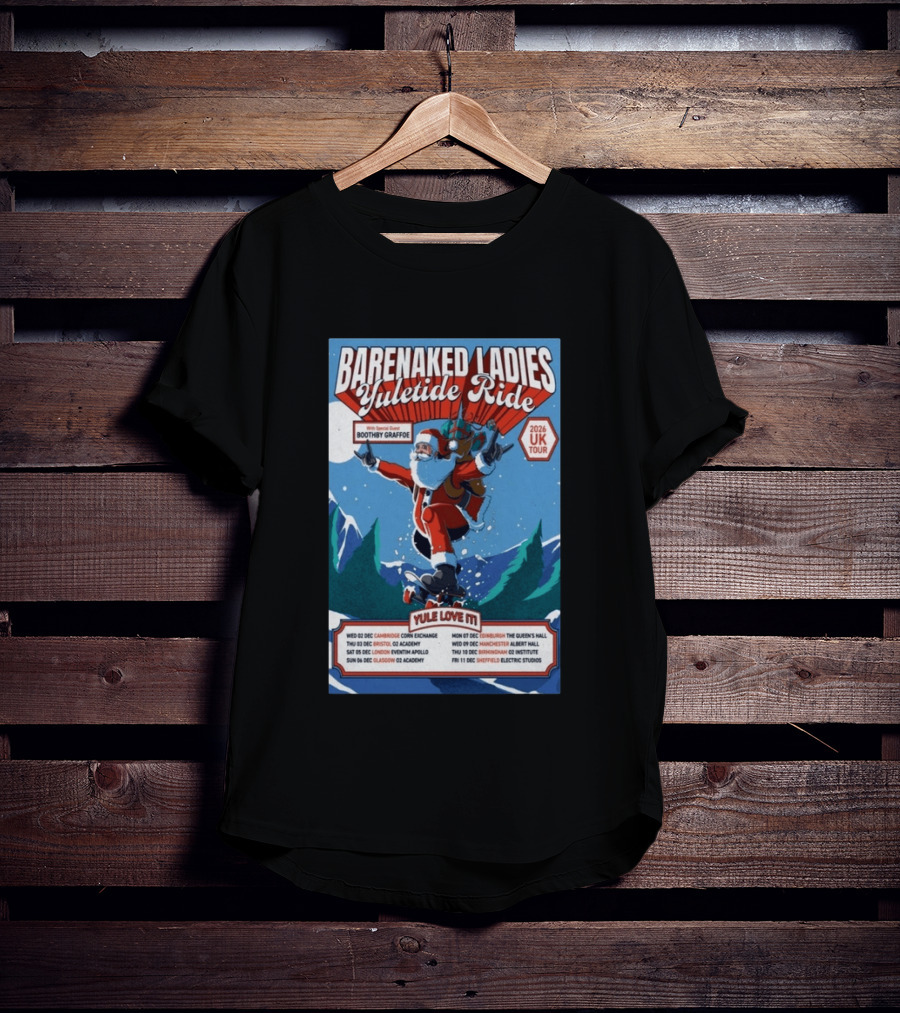 Barenaked Ladies Yuletide Ride UK Tour 2026 Santa With Special Guest Boothby Graffoe T-Shirt