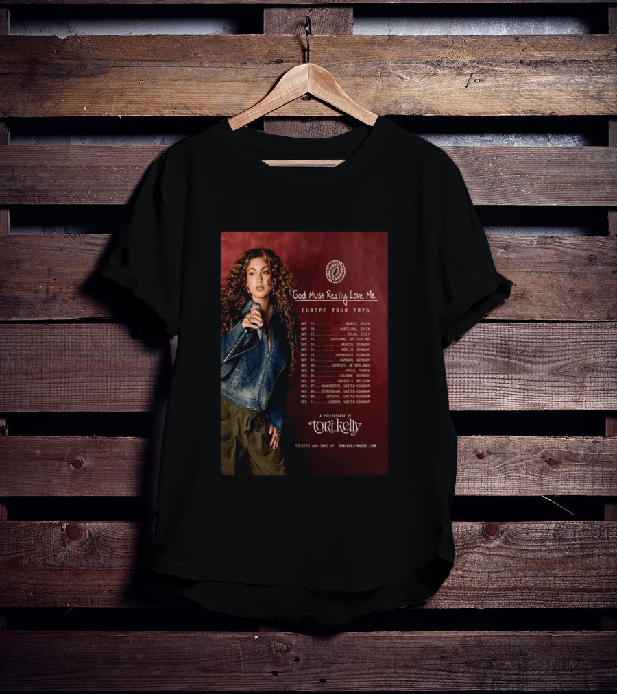Tori Kelly Europe Tour 2026 God Must Really Love Me Concert Dates T-Shirt