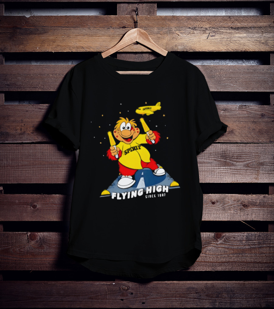 Inland Empire 66ers Baseball Mascot Celebrating Flying High Since 1987 With Spirit Airlines Memorabilia T-Shirt