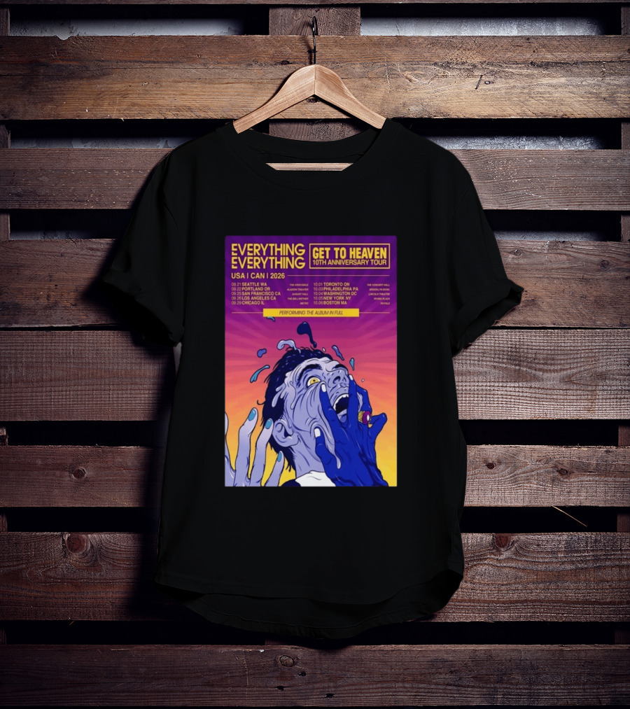 Everything Everything Get To Heaven 10th Anniversary Tour 2026 USA Canada Dates T-Shirt