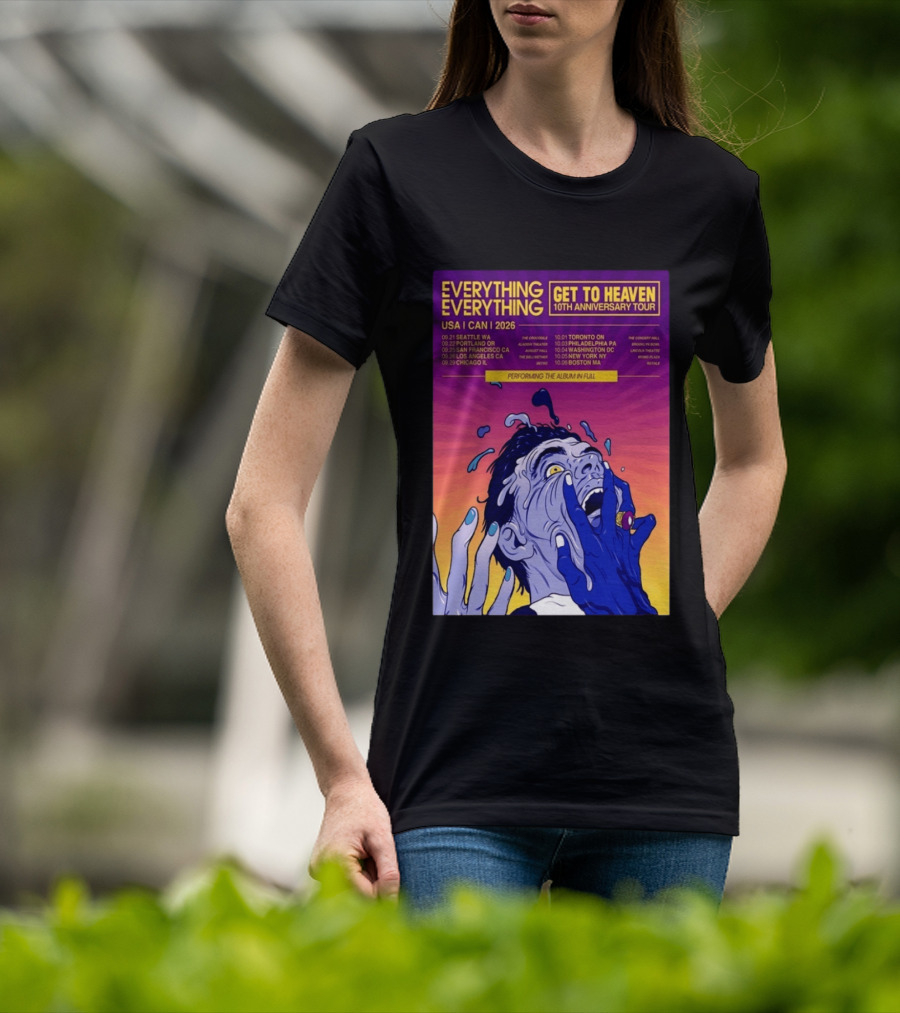 Everything Everything Get To Heaven 10th Anniversary Tour 2026 USA Canada Dates T-Shirt