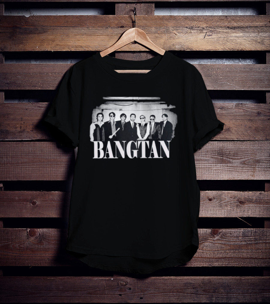 Bangtan Kpop 7 Member Boy Band Black And White T-Shirt