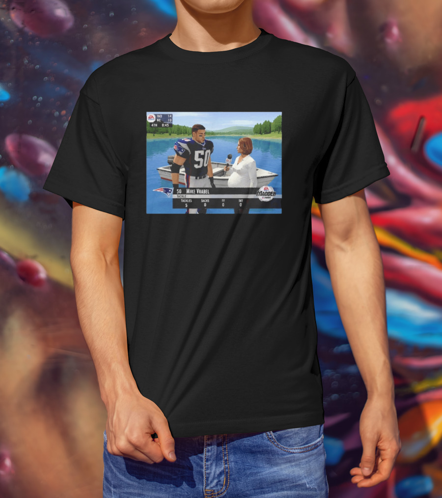 EA Madden 2002 Mike Vrabel Interview Football Patriots Video Game Scene T-Shirt