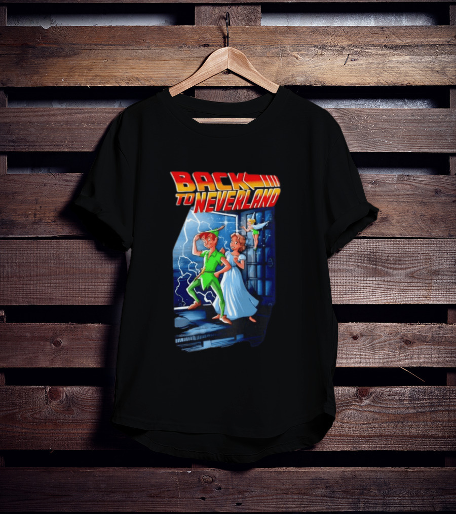 Back To Neverland Peter Pan Wendy Tinkerbell Mashup Back To The Future T-Shirt