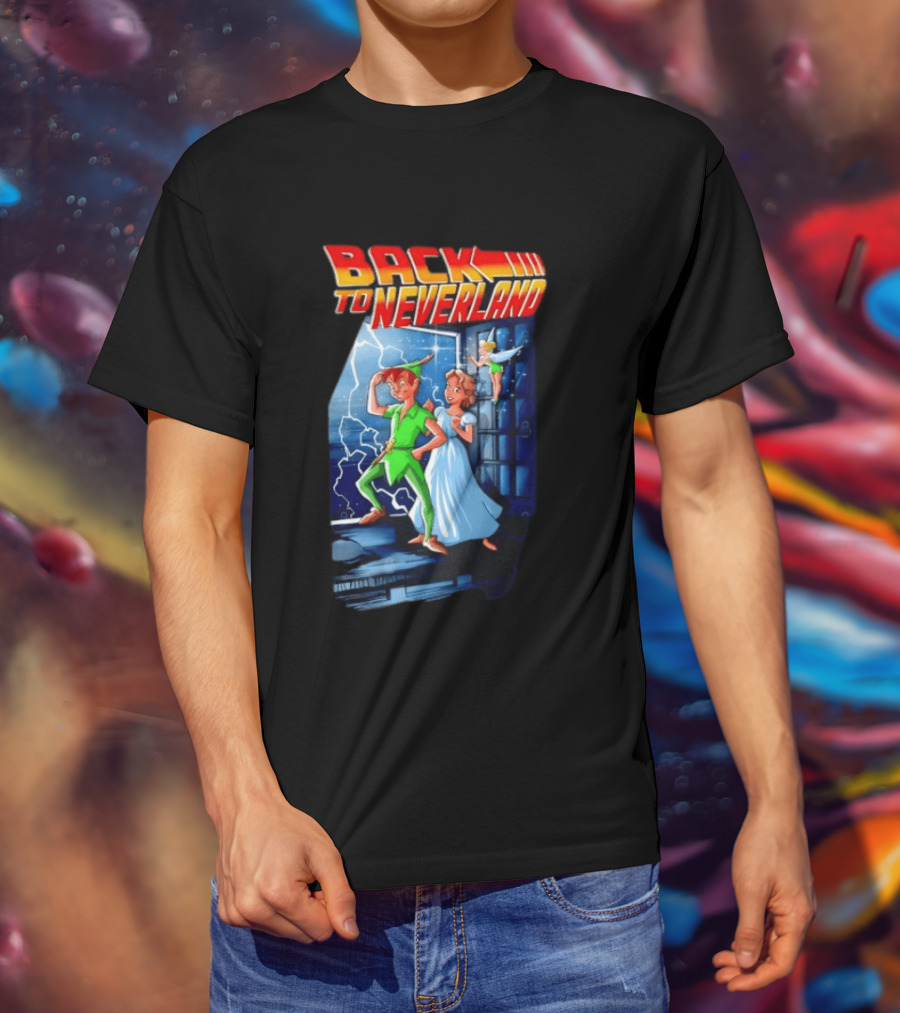 Back To Neverland Peter Pan Wendy Tinkerbell Mashup Back To The Future T-Shirt