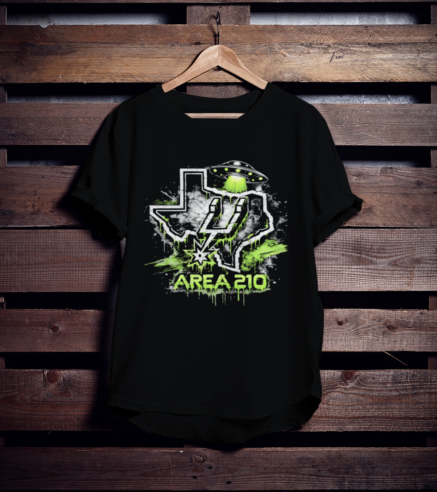 San Antonio Area 210 Spurs Fiesta UFO Texas Map T-Shirt