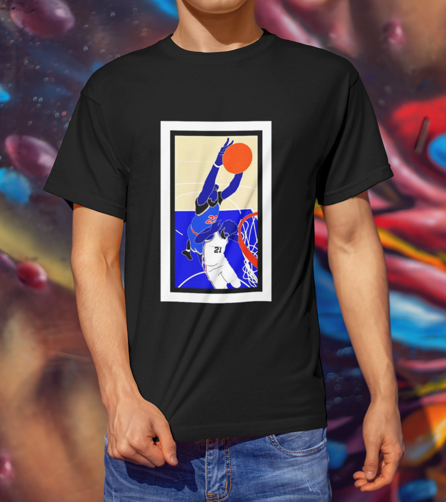Mitchell Robinson Slam Dunk Over Joel Embiid New York Knicks T-Shirt