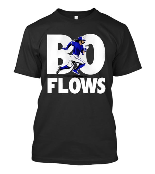 Bo Flows Running Baseball Player In Blue Uniform T-Shirt