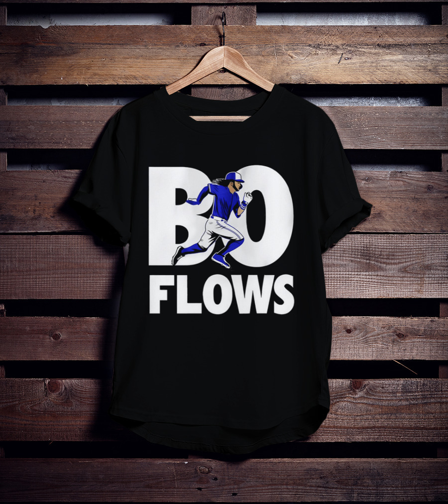 Bo Flows Running Baseball Player In Blue Uniform T-Shirt