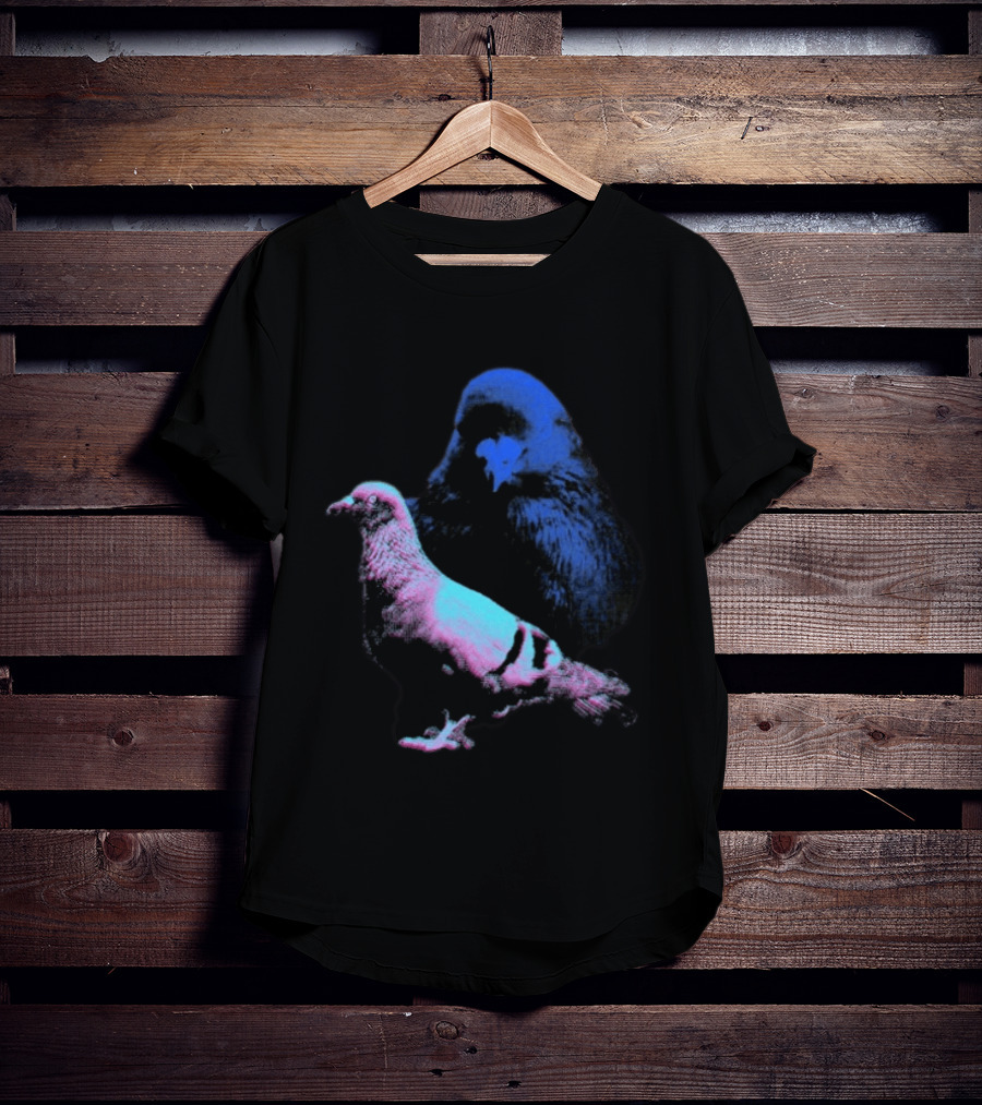 It's Just A Pigeon Neon Duo Bold Colors Contrast T-Shirt