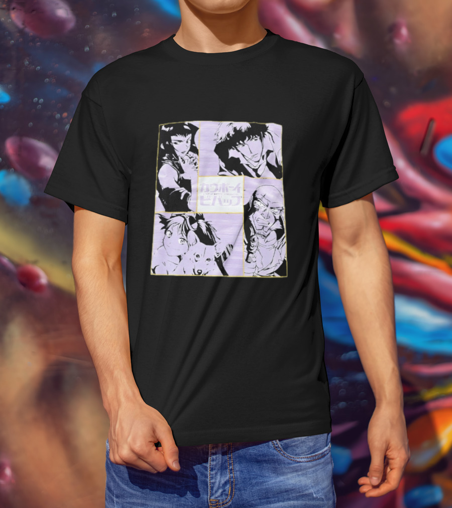 Cowboy Bebop Anime Characters Collage Faye Spike Ein Jet T-Shirt