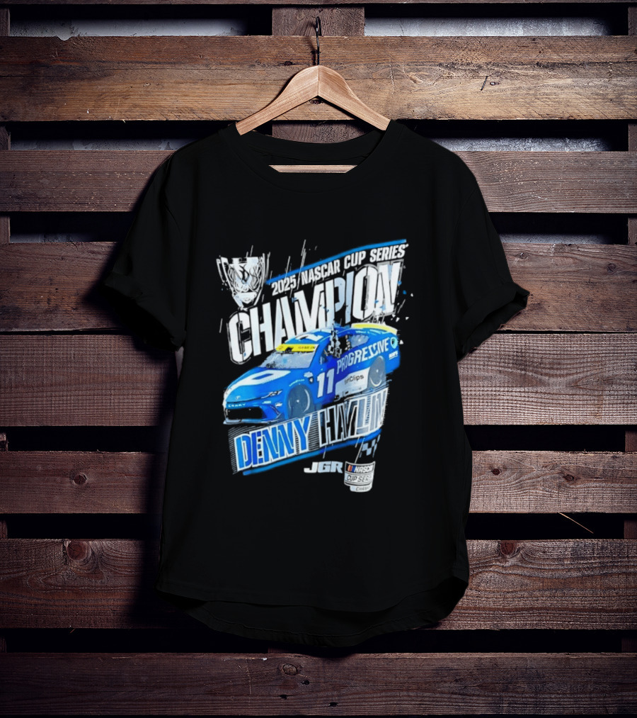 Denny Hamlin 2025 NASCAR Cup Series Champion Progressive Car 11 Joe Gibbs Racing T-Shirt
