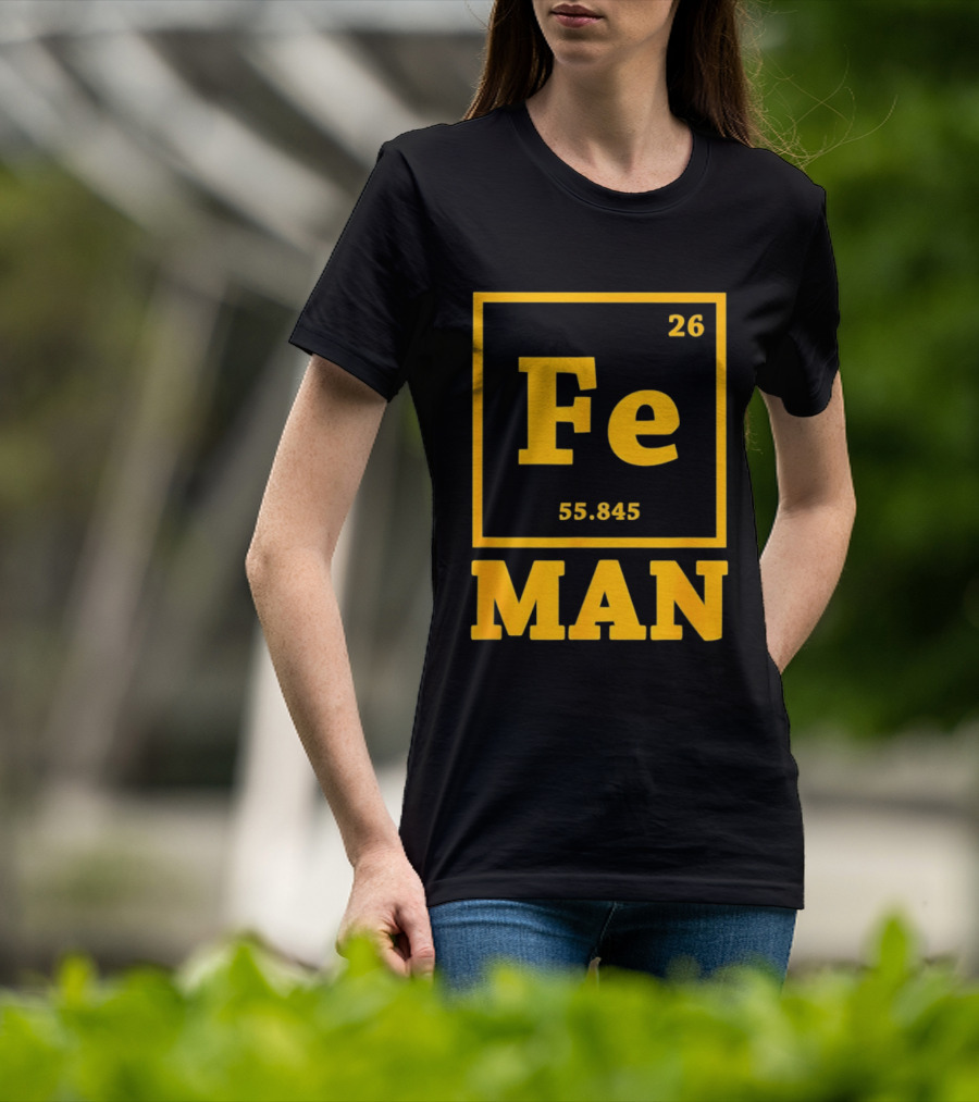 Fe 26 55.845 Periodic Chemistry Element Man T-Shirt