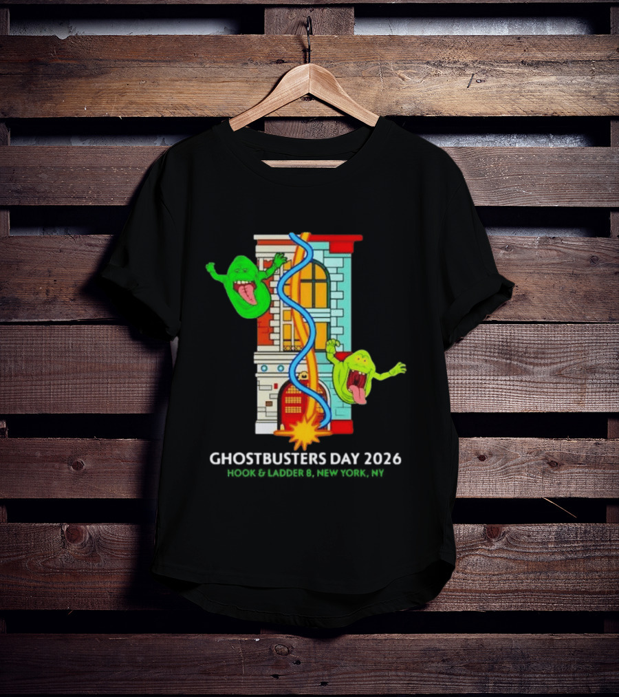 Ghostbusters Day 2026 Hook & Ladder 8 Firehouse Slimer Double Feature T-Shirt