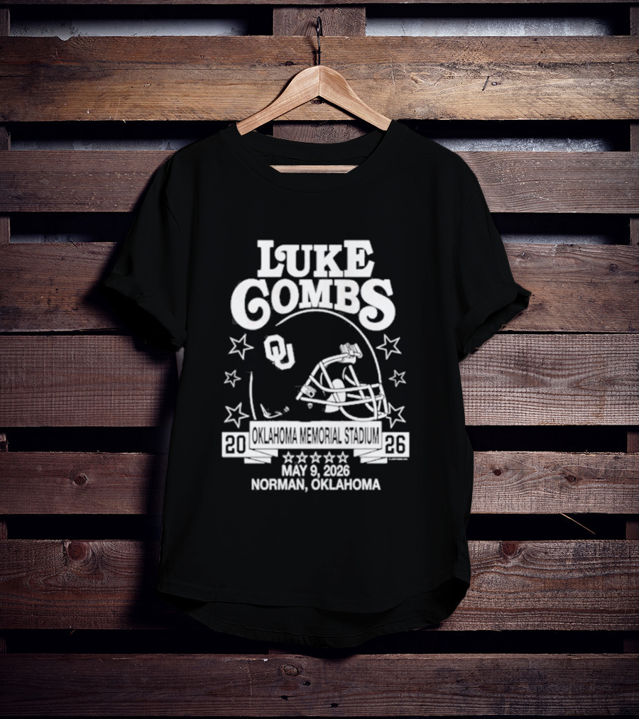 Luke Combs May 9 2026 Norman Oklahoma Football Helmet Stars Concert Event T-Shirt