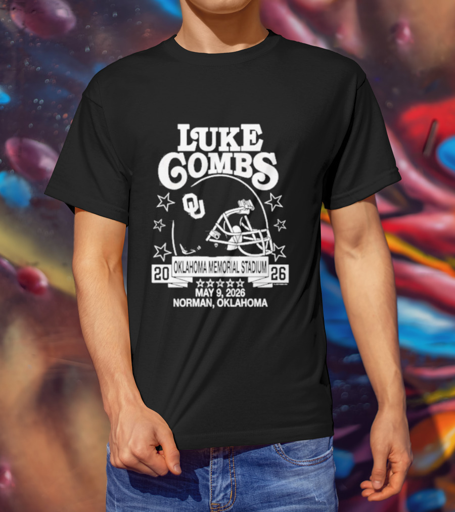 Luke Combs May 9 2026 Norman Oklahoma Football Helmet Stars Concert Event T-Shirt