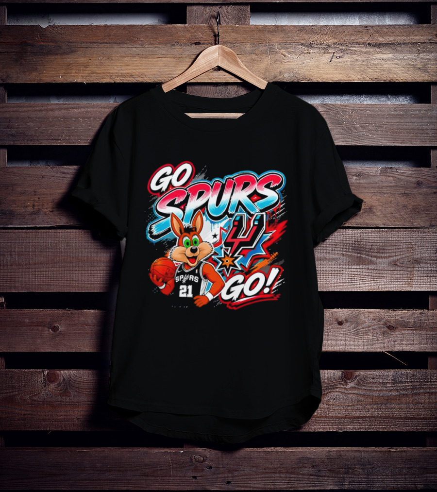 Go Spurs Go Coyote Basketball Team Spirit Graffiti T-Shirt