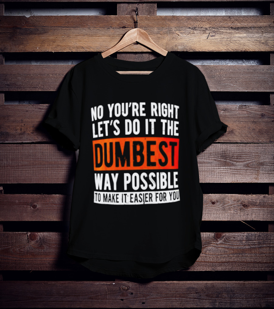 No You're Right Let's Do It The Dumbest Way Possible To Make It Easier For You T-Shirt