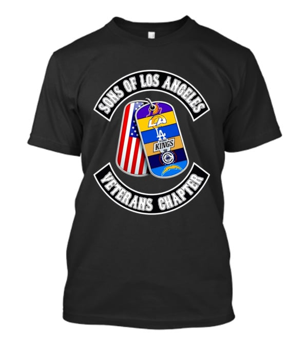 Sons Of Los Angeles Veterans Chapter LA Sports Dog Tags American Flag T-Shirt