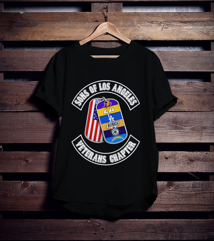 Sons Of Los Angeles Veterans Chapter LA Sports Dog Tags American Flag T-Shirt
