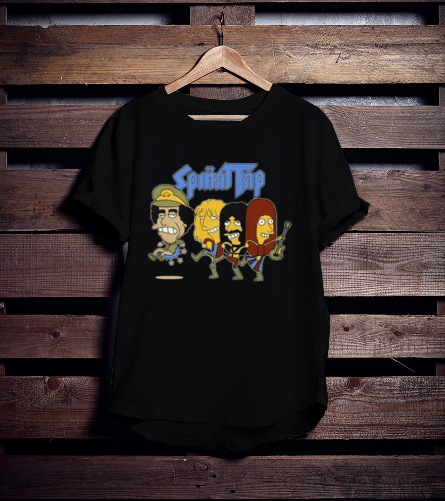 Spinattap 1992 World Tour London Paris Munich Springfield Gaddafi Cartoon Characters T-Shirt