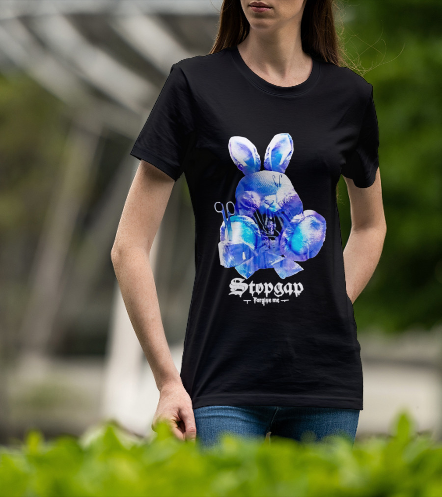 Stopgap Forgive Me Blue Bunny Plush With Scissors T-Shirt