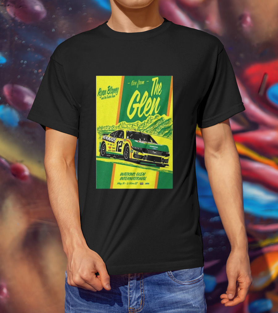 Ryan Blaney Live From The Glen Watkins Glen International May 10 3:00pm ET NASCAR Race Team Menards Pennzoil Car 12 T-Shirt