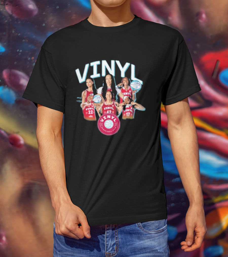 Vinyl Basketball Club Player Team Spirit With Basketball Stars T-Shirt